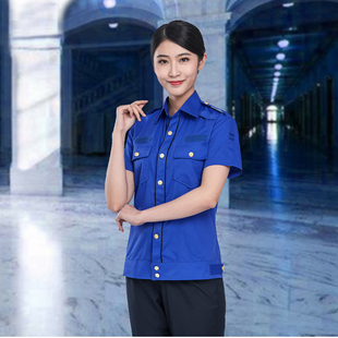 新款城夏季短袖夹克工作服60棉短袖衬衫物业安保服装上班短袖现货