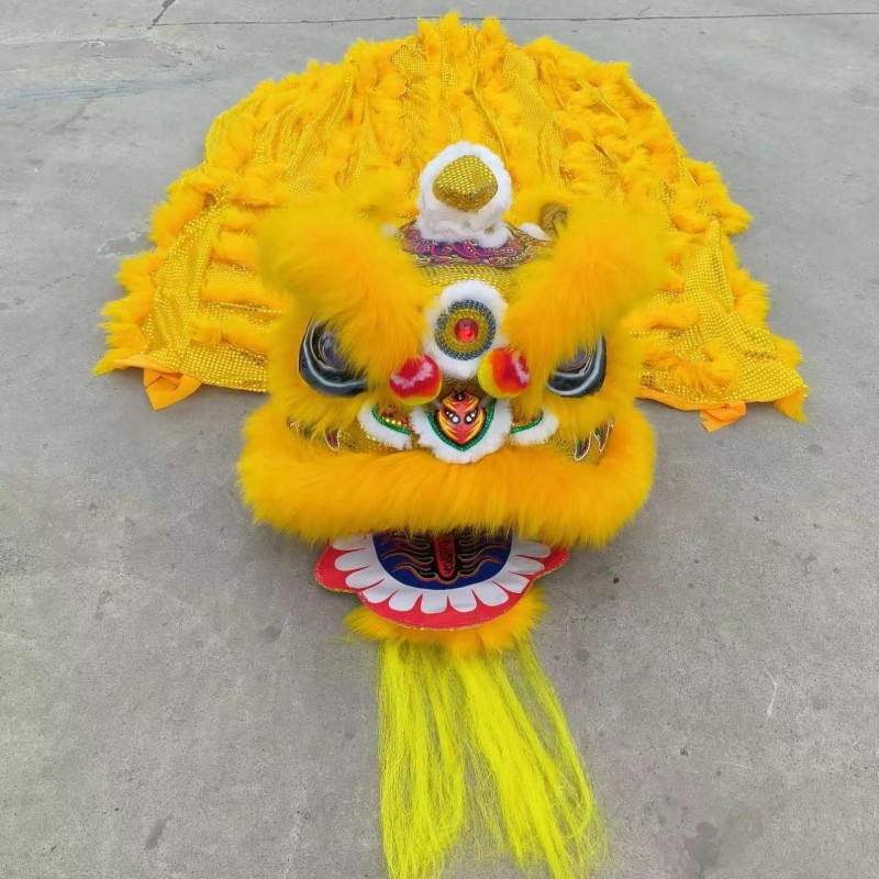 舞龙舞狮全套成人双人澳洲羊毛表演用品南狮醒狮标准狮头套装服装