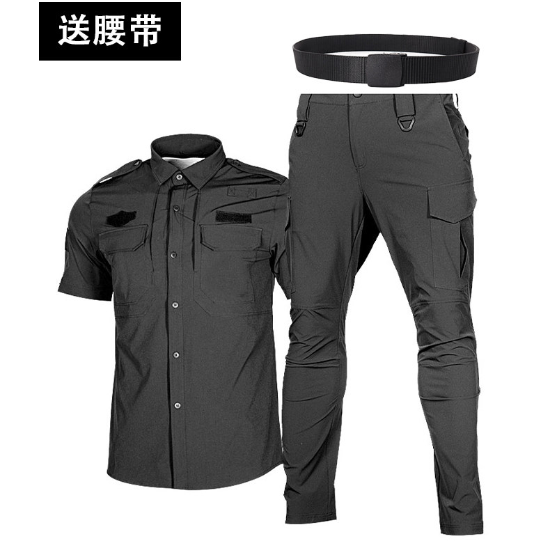 2021新款黑色短袖速干作训服夏季薄款TBM教官服保安服弹力战训服