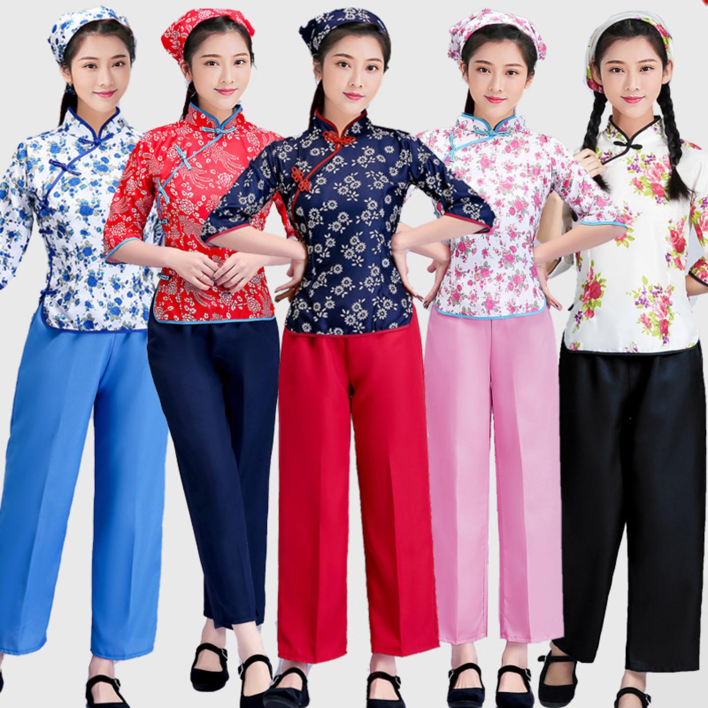 阿庆嫂碎花采茶女村姑民族舞蹈