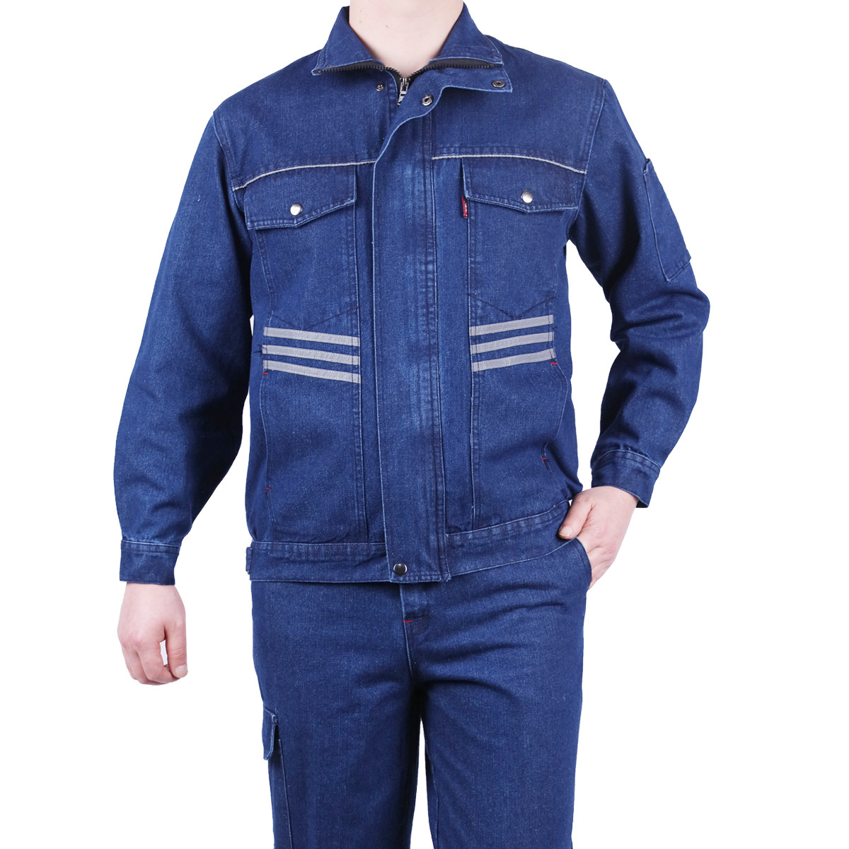 纯棉立领牛仔工作服套装
