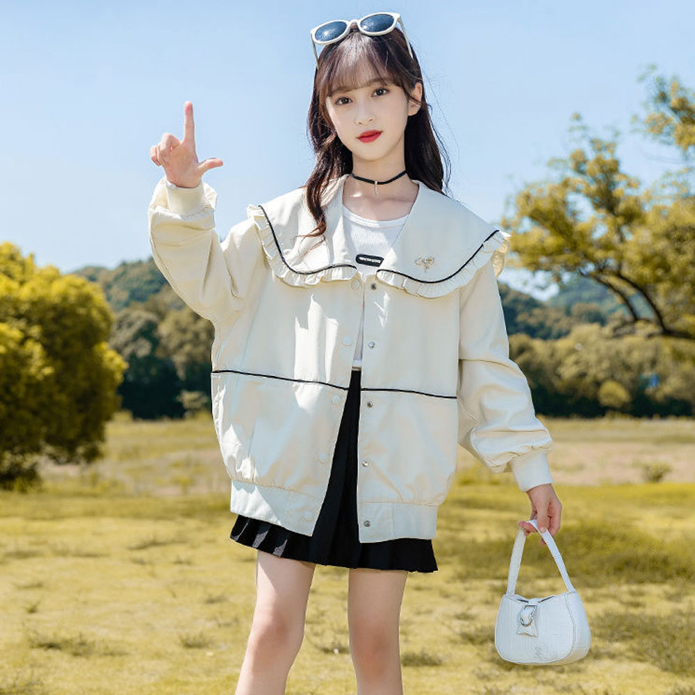 女童春秋款新款洋气中大童风衣潮