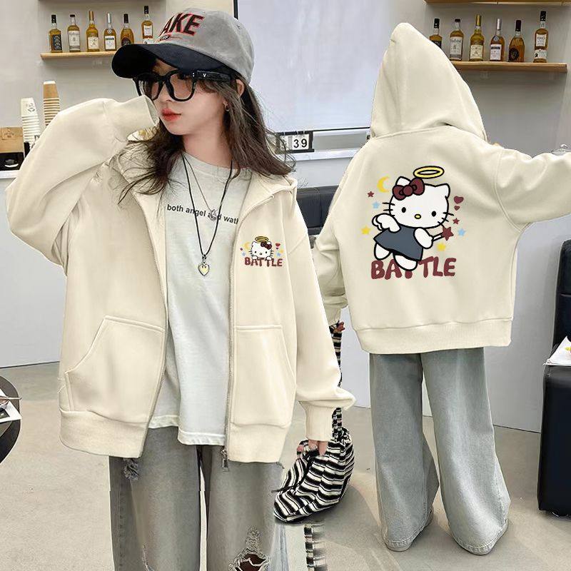 女童春装外套2026新款中大童休闲连帽卫衣洋气春秋学生版加绒卫衣