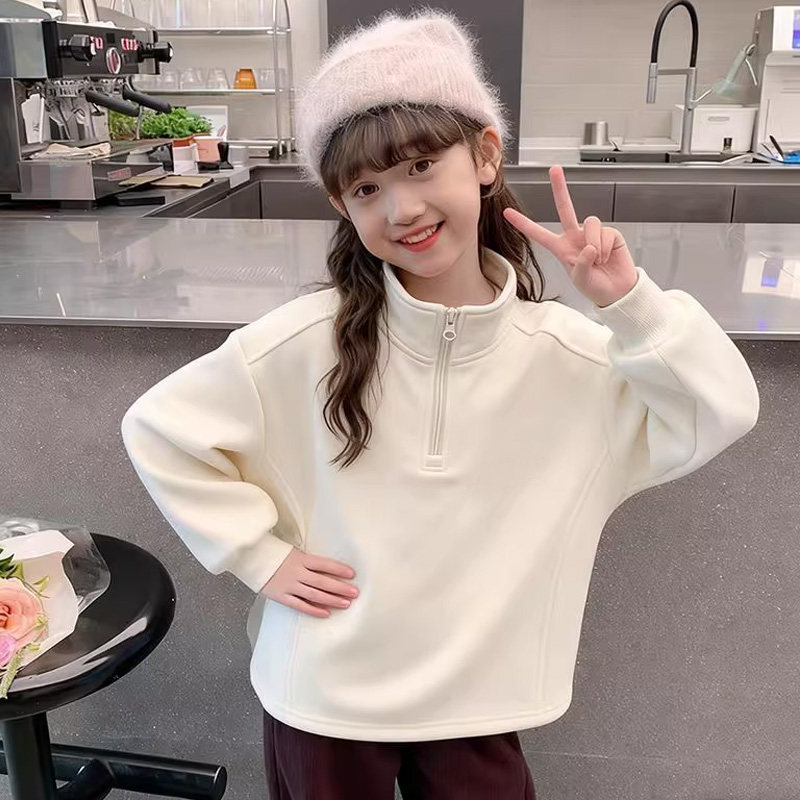 女童春秋德绒卫衣半高领打底衫