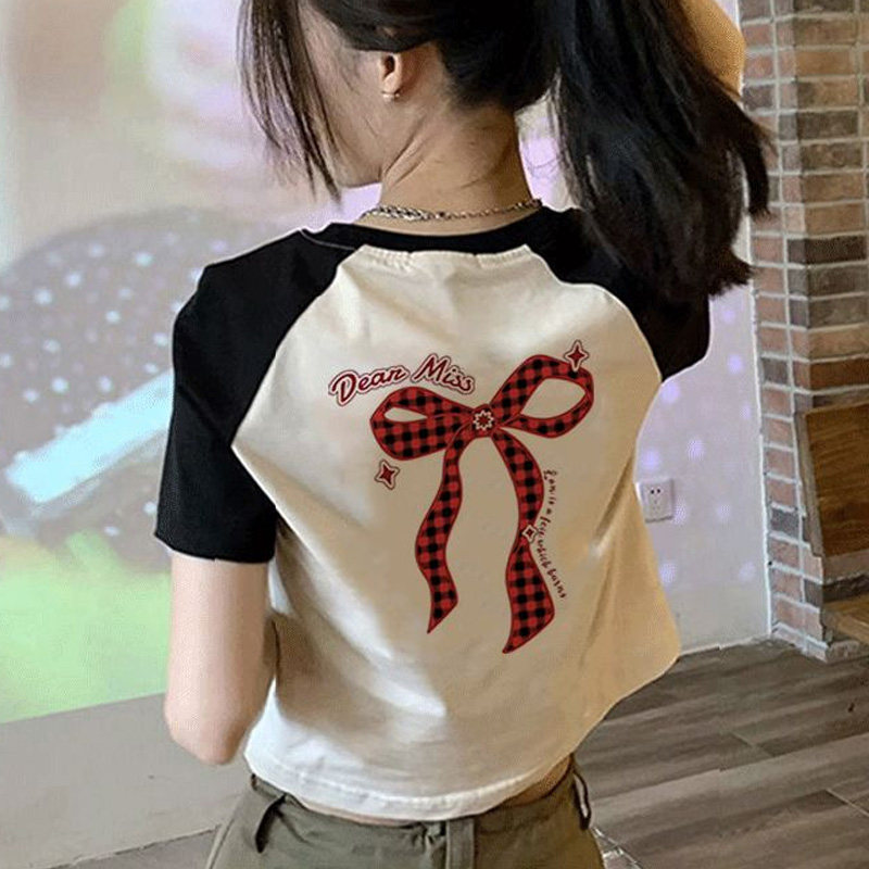 韩版女童纯棉插肩短袖t恤夏季