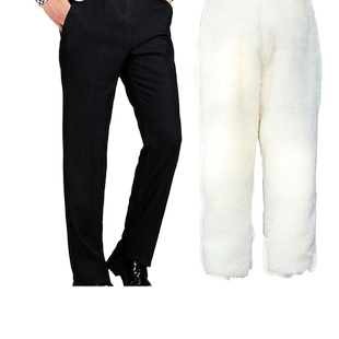 冬季羊毛棉裤加绒加厚保暖皮毛一体裤子男女中老年高腰外穿真羊皮