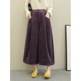 灯芯绒阔腿裤女秋冬设计感小众宽松高腰显瘦休闲九分大脚直筒裤子