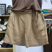 五分裤 休闲通勤百搭直筒热裤 女夏季 撤柜奥特莱斯清仓棉麻阔腿短裤