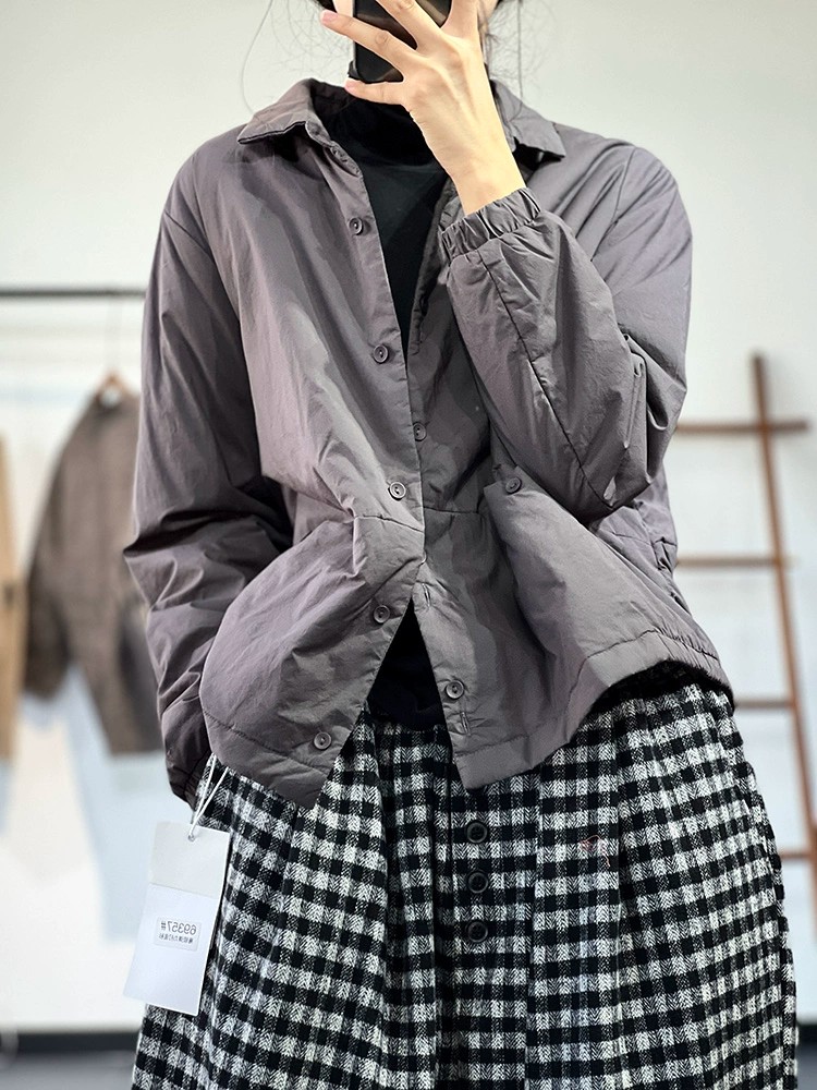 轻薄棉衣女秋冬简约衬衣外套