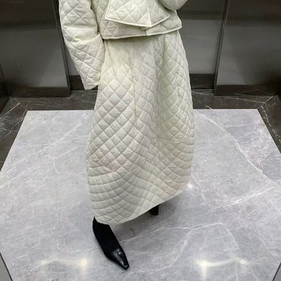 白色夹棉加厚羽绒半身裙女秋冬天小个子中长款后开叉直筒包臀裙子