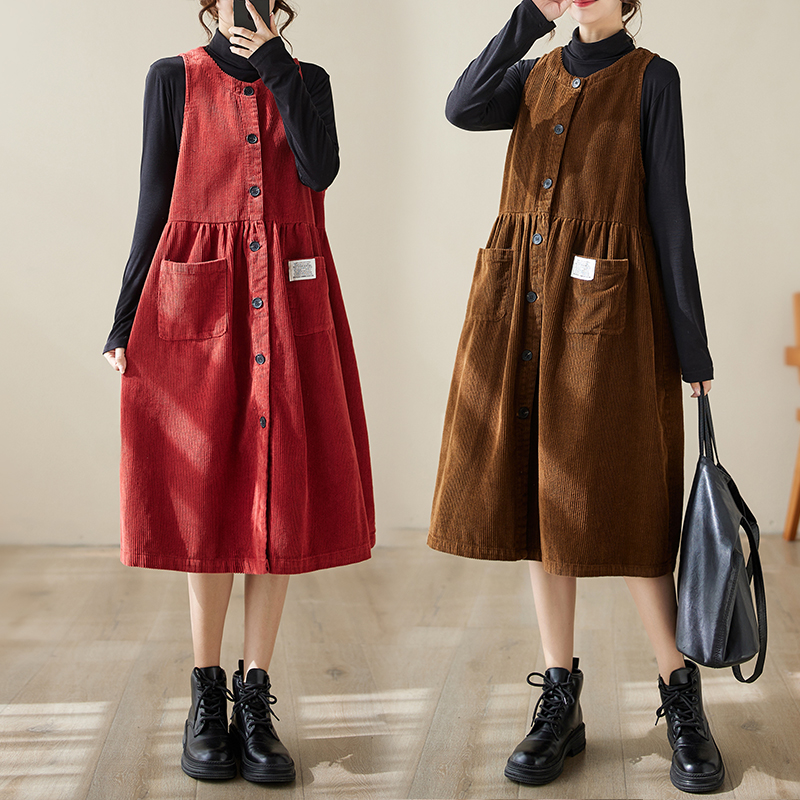 灯芯绒背心裙女秋冬洋气