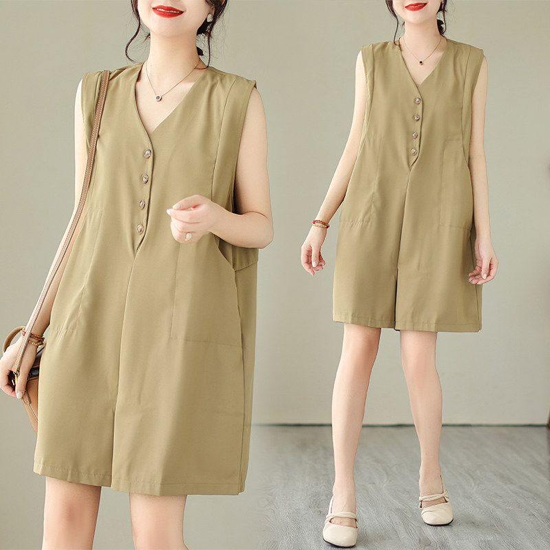 欧货个性休闲连体裤女夏季洋气减龄阔腿短裤宽松时尚西装连衣裤潮