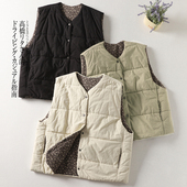 日系坎肩加厚棉服马甲女秋冬外搭宽松休闲加棉背心保暖无袖 外套潮