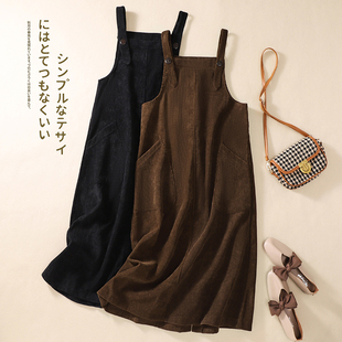 撤柜奥特莱斯清仓捡漏灯芯绒背带裙女秋冬穿搭减龄百搭吊带连衣裙