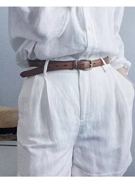 亚麻阔腿短裤女夏季高腰显瘦白色直筒热裤宽松薄款棉麻休闲五分裤