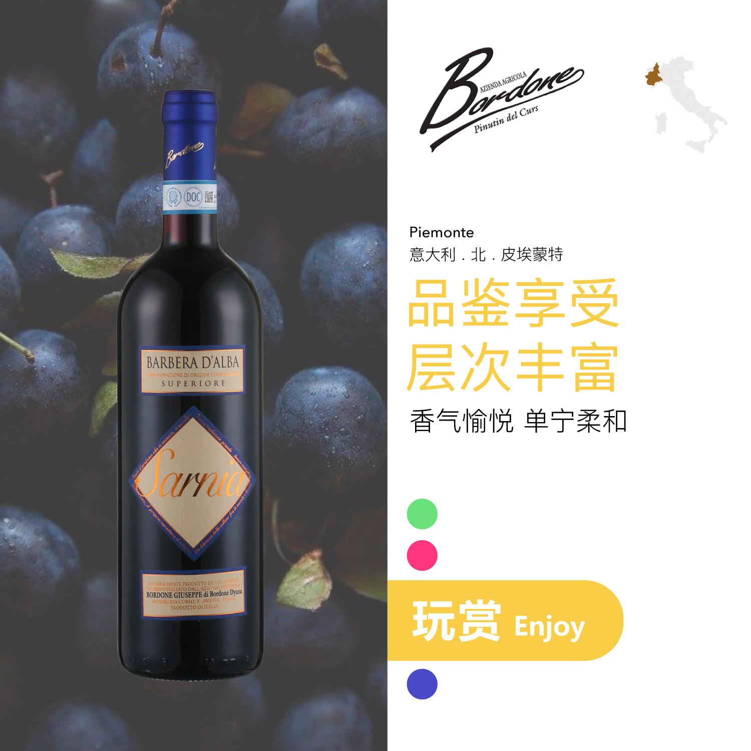 “萨尼亚”优质阿尔巴巴贝拉干红葡萄酒图片