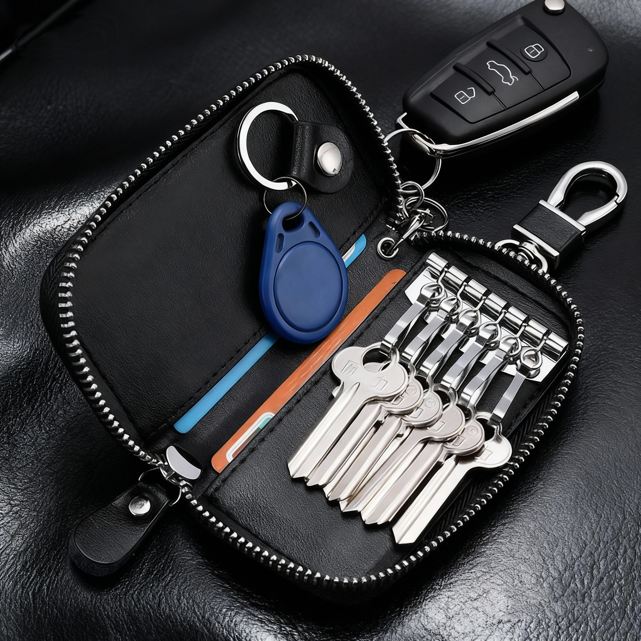 真皮钥匙包超大容量汽车钥匙扣男士多功能腰挂女式门用锁匙包牛皮