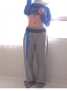 韩版小众oshigh蕾丝绑带运动裤女秋冬宽松直筒阔腿跳舞jazz卫裤