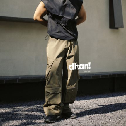 【Dhan线上商店】新款立体多袋工装阔腿裤潮牌宽松高街格纹长裤