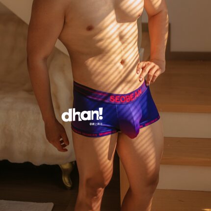 【Dhan线上商店】新款男士内裤渐变色四角裤低腰双层囊袋平角裤