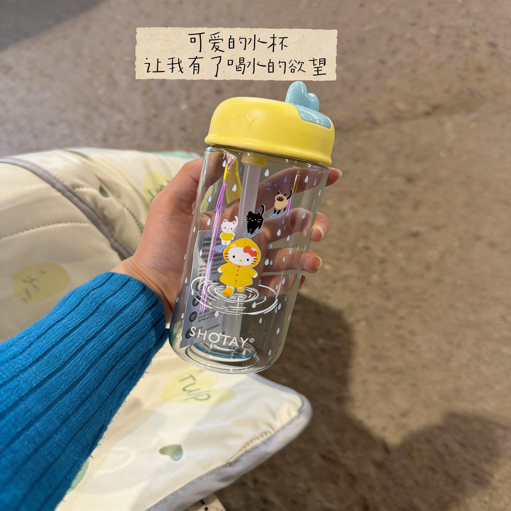 可爱下雨猫儿童便携吸管杯