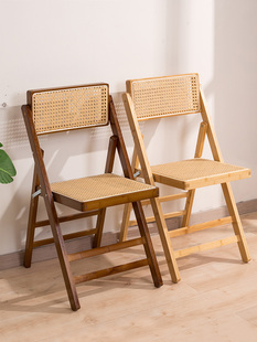 可折叠靠背椅子藤编餐椅阳台家用舒适休闲椅户外便携小凳子小户型