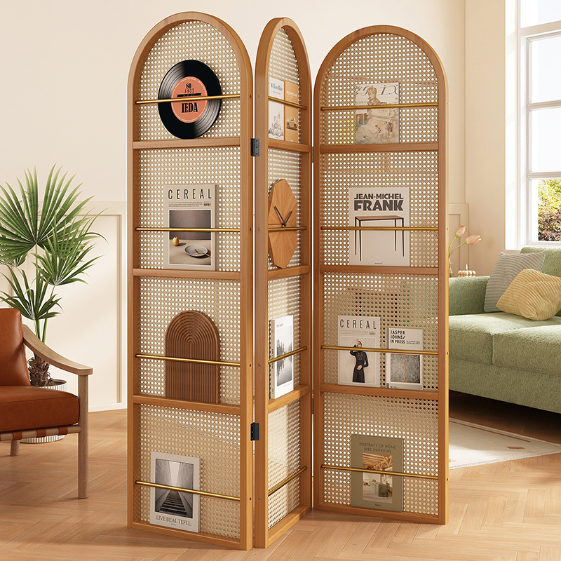 书架客厅落地置物架实木书柜屏风