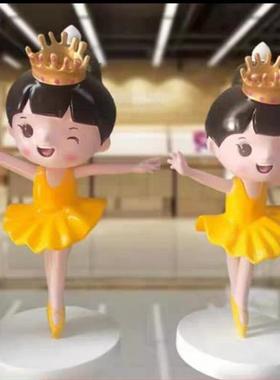 舞蹈学校门口大型卡通芭蕾女孩玻璃钢落地美陈雕塑装饰摆件