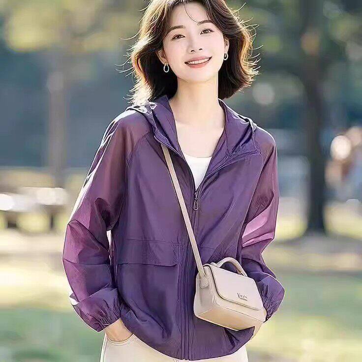 2026宽松大码休闲防晒衣女薄款速干韩版小外套连帽百搭轻薄防晒服