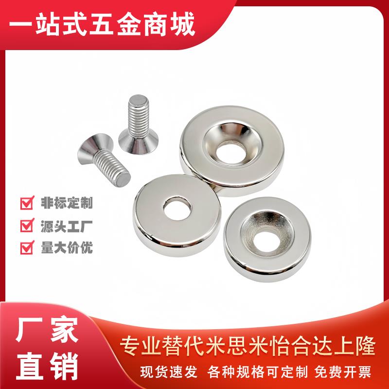 平头螺栓止动型汝铁硼磁铁 BLS65/BLS66-A25-T4/T6 强力磁铁带孔