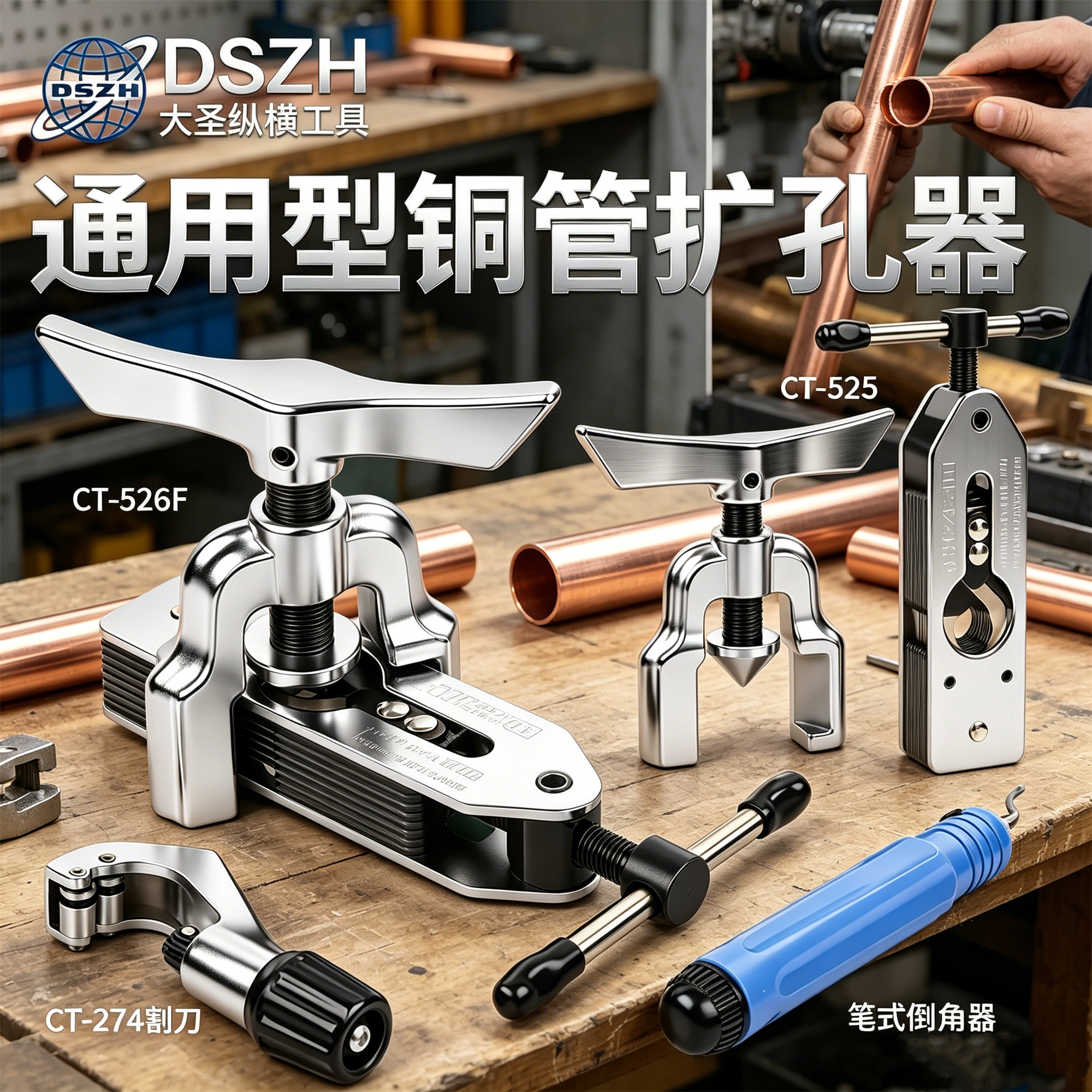 大圣扩口器CT-525多功能扩管器扩孔打喇叭口空调铜管制冷维修工具