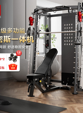 疯拿铁龙门架健身器材卧推深蹲架一体飞鸟史密斯综合训练器健身房