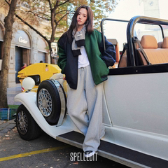 SPELLEDIT2025冬季新品低腰休闲卫裤简约宽松加绒直筒系带长裤女