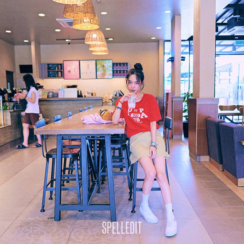 SPELLEDIT夏季新品复古帆布短裙简约百搭棉质短款半身裙女