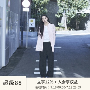 韓版 SPELLEDIT春季 新款 S刺繡圈圈紗闊腿褲 休閑居家風(fēng)簡(jiǎn)約女