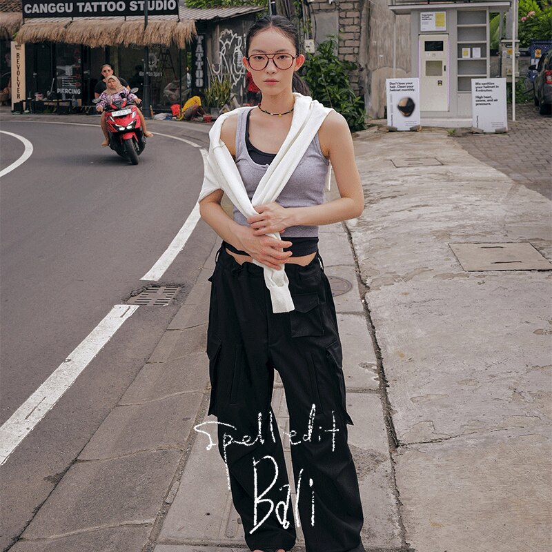 SPELLEDIT2026春季新品多口袋西裤街头风时尚休闲裤女工装风长裤