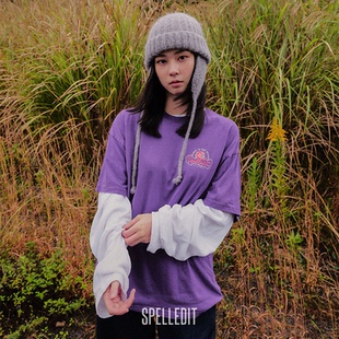 打底衫 头盔T恤趣味创意印花宽松短袖 上衣女 新品 SPELLEDIT2025冬季