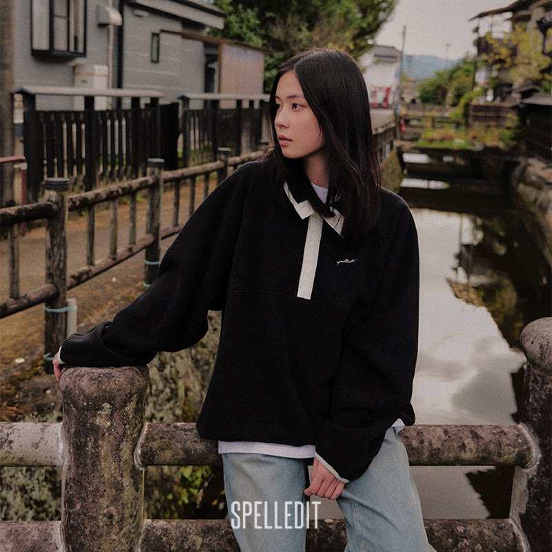 SPELLEDIT2025冬季新品摇粒绒高领卫衣长袖休闲简约圆领上衣女士