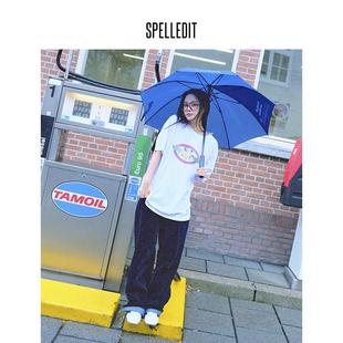 新品 SPELLEDIT2024冬季 摔跤印花T恤复古印花纯棉松弛百搭上衣女