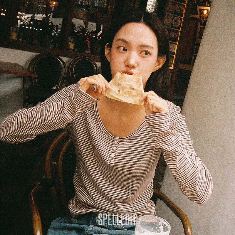 SPELLEDIT亨利条纹长袖T恤