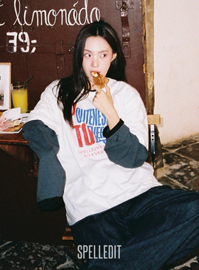 SPELLEDIT2025冬季新品PTO美式字母印花T恤手绘设计棉短袖上衣女