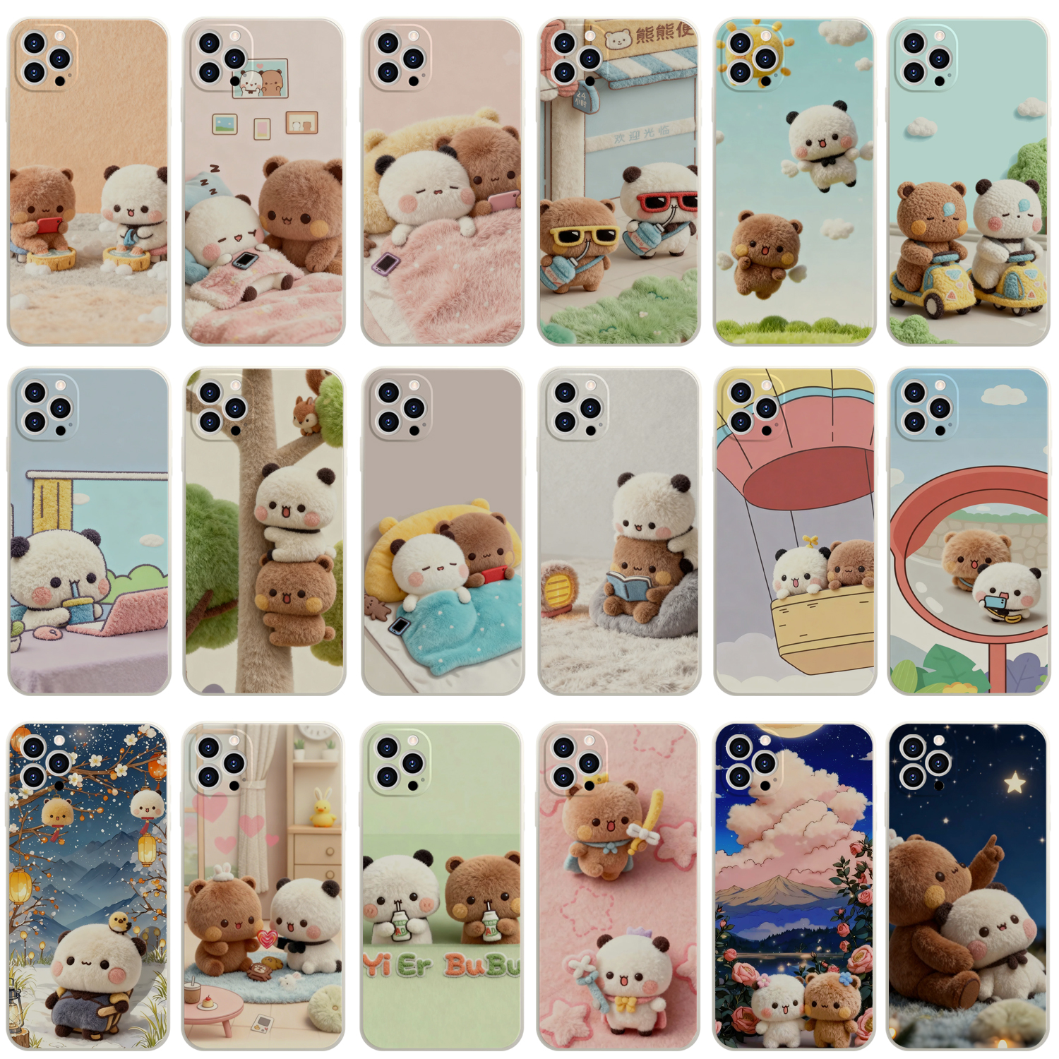 新款白色硅胶一二布布软壳手机壳定制任意机型适用苹果17/16/1514/1312promax华为vivoppo小米Samsung Galaxy