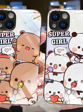 超火卡通一二布布情侣手机壳玻璃任意机型定制适用iPhone16/15/14/13/12promaxvivox90小米12oppofindx7三星