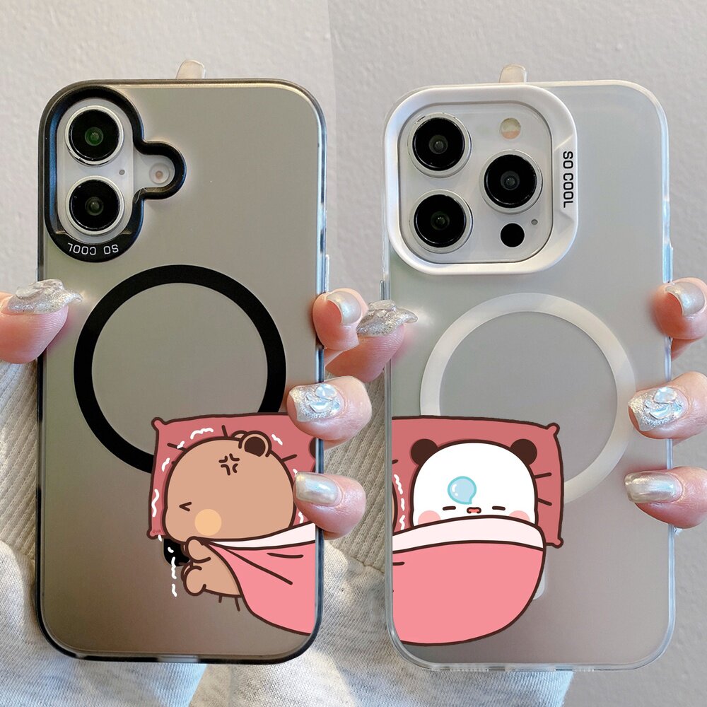 手机壳磁吸一二布布睡觉小熊盖被子可爱搞笑适用苹果iPhone18/17/16/15ProMax女生闺蜜情侣款软胶防摔硬小米