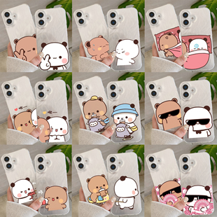 新款可爱羽纱水波纹布布一二情侣手机壳定制适用苹果16/14/15/13promax荣耀X50OPPOFindX8Reno小米15红米Note