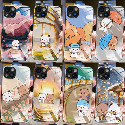 新款钢化玻璃布布一二手机壳卡通任意机型定制适用苹果17/16/15/14/132promax华为荣耀小米红vivoiqoOPPO一加