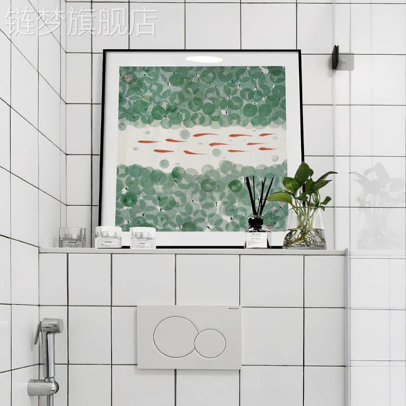 网红式卫生间防水装饰画现代室厕日所间花卉挂画免打孔瓷砖浴墙面