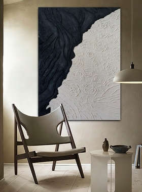 PRDS.ART原创手绘油画侘寂大尺寸客厅厚立体玄关肌理装饰画风网红