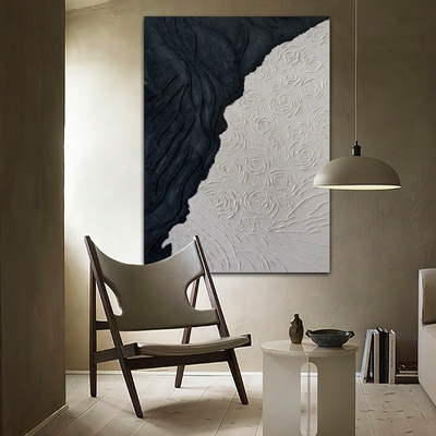 PRDS.ART原创手绘油画侘寂大尺寸客厅厚立体玄关肌理装饰画风网红