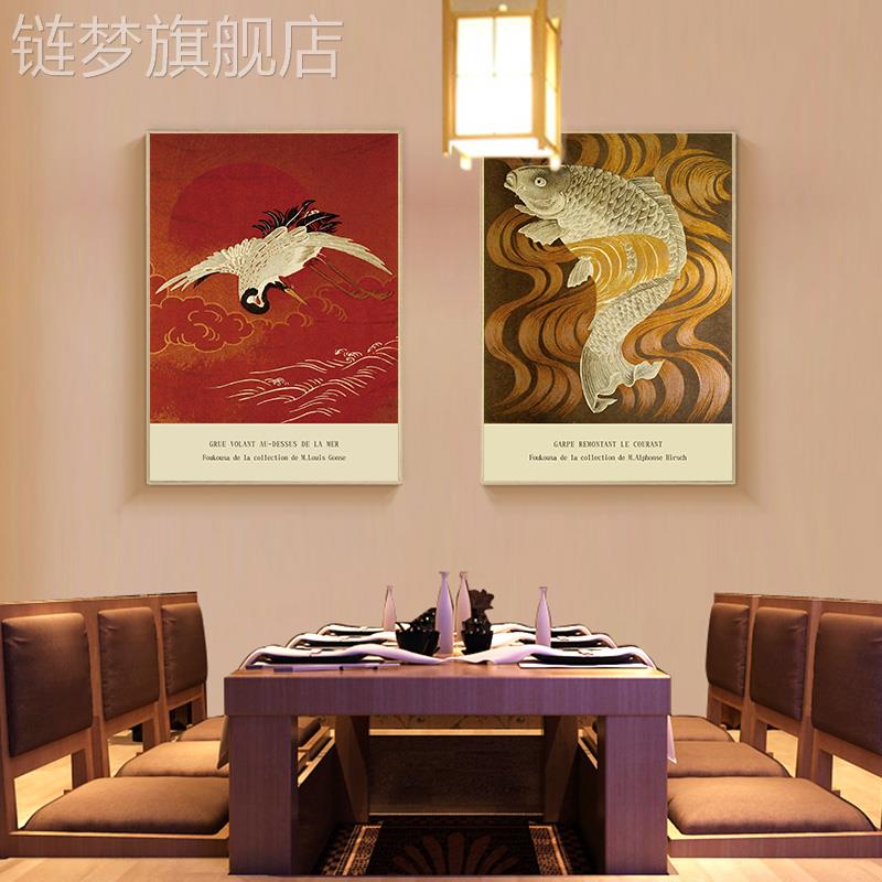 网红餐日式仙过鹤图装饰画日本浮世绘居酒屋厅饭厅壁画日系玄关道图片